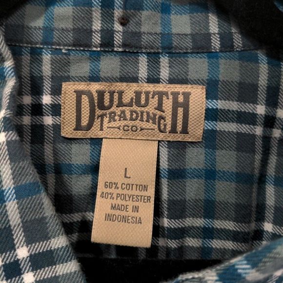 Duluth Mens Free Swingin Wicking Flannel Shirt Size L Blue Button LS Lightweight - Picture 3 of 14